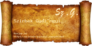 Szirbek Gyöngyi névjegykártya