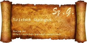 Szirbek Gyöngyi névjegykártya